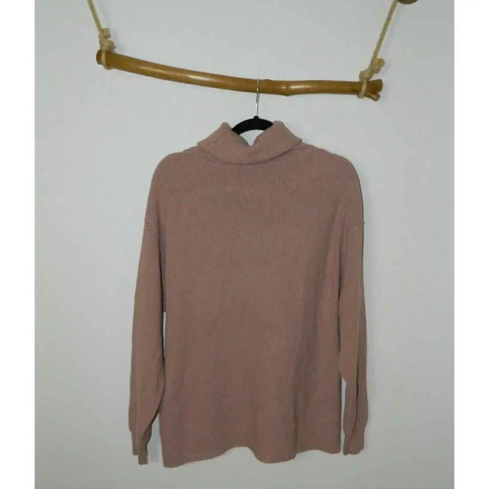 Free People Sweater Pink Mauve Oversized Turtleneck Ribbed Boho Size X-Small‎